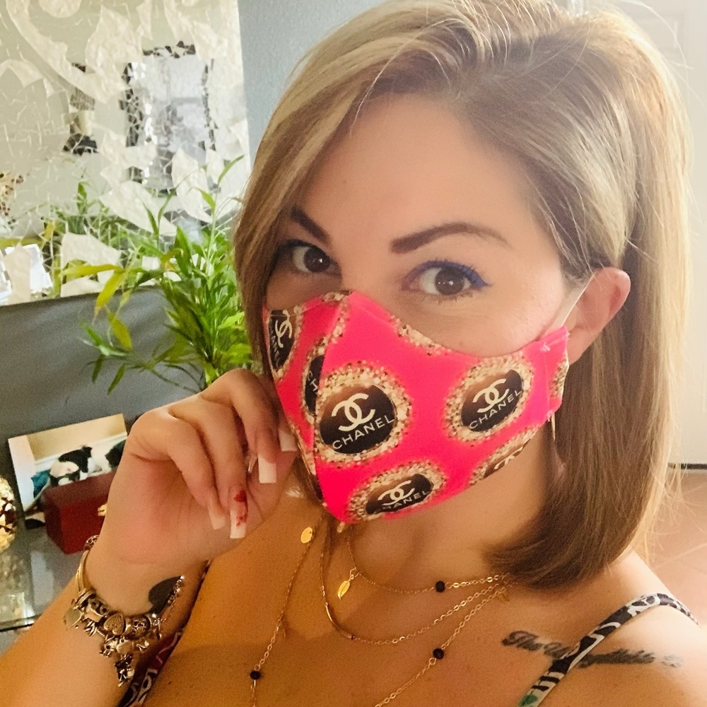 Pink & gold Inspired mask,reversible double filter